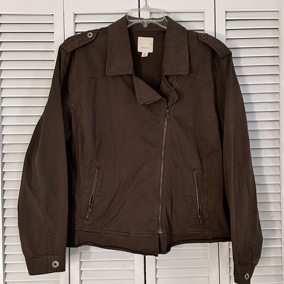 Sejour - Sz 22W Olive Green Moto Jacket With Zippered Pockets - Picture 1 of 5